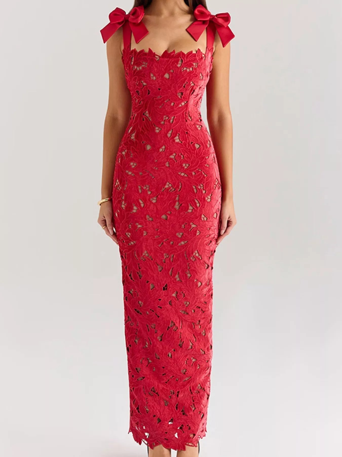 Stylish Slit Tie Shoulder Maxi Dress