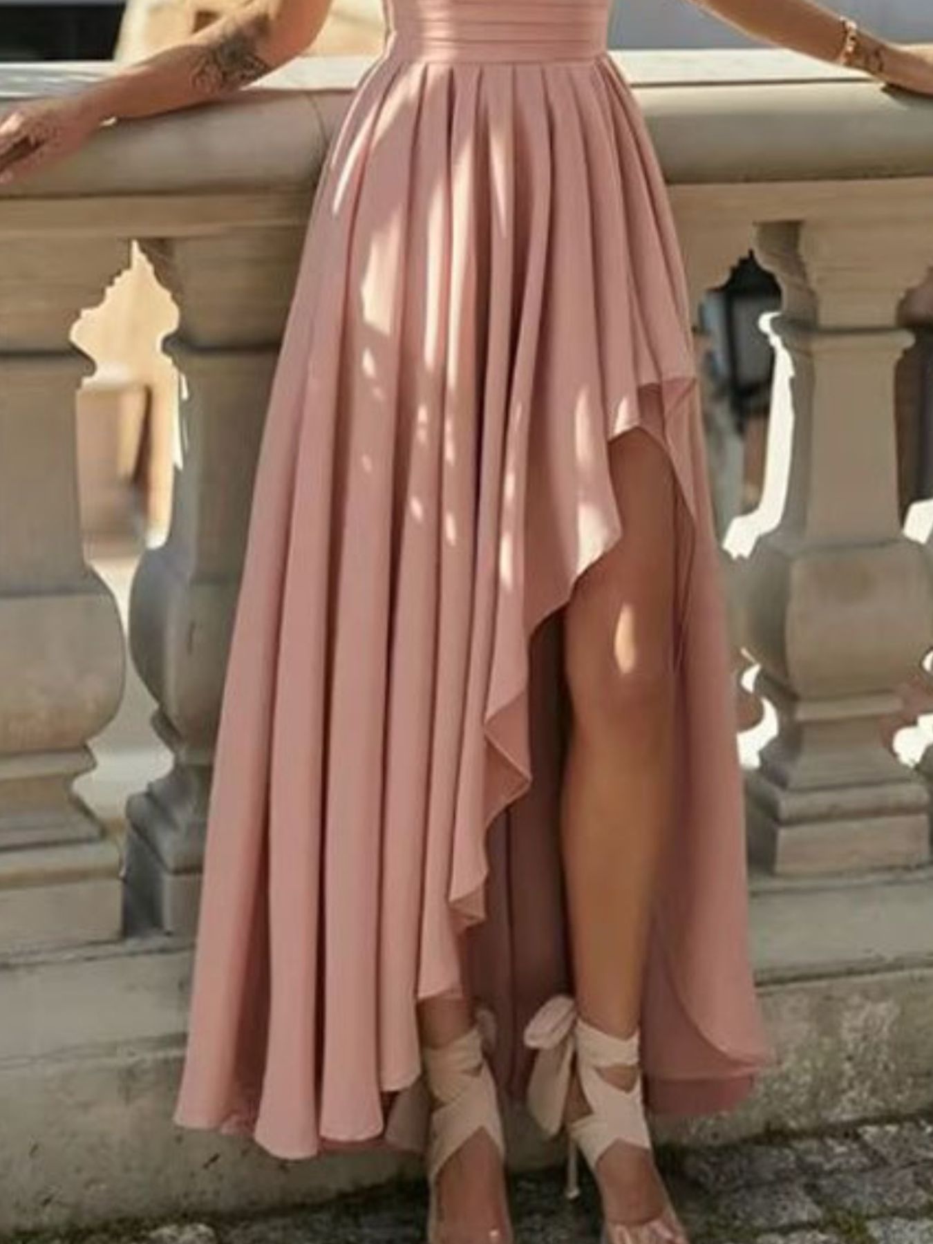 Full Size One - Shoulder Asymmetrical Hen Dress Plus Size