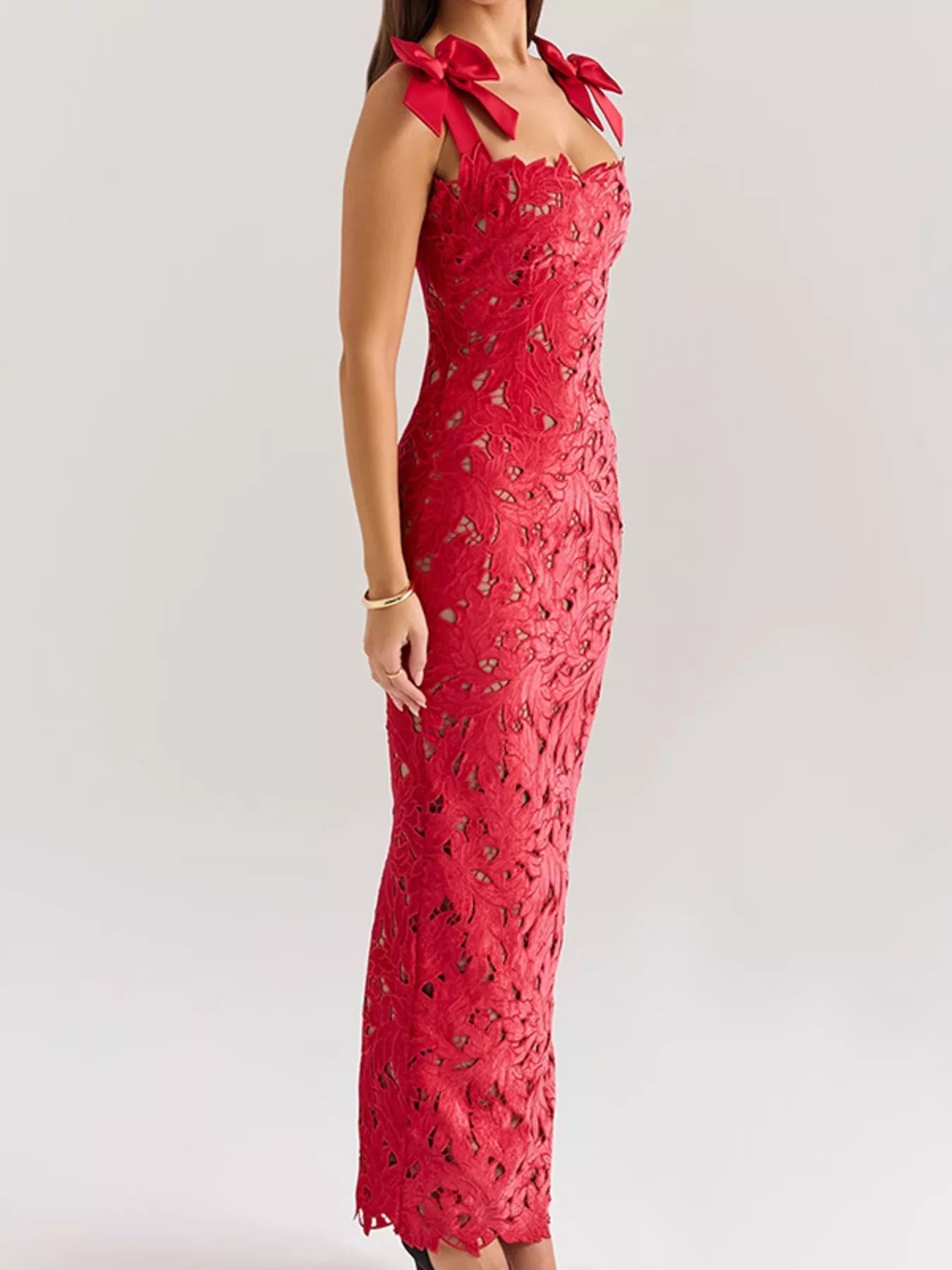 Stylish Slit Tie Shoulder Maxi Dress