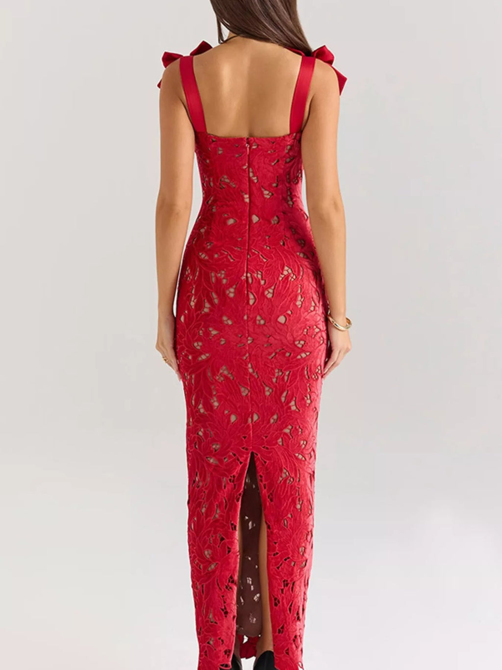 Stylish Slit Tie Shoulder Maxi Dress
