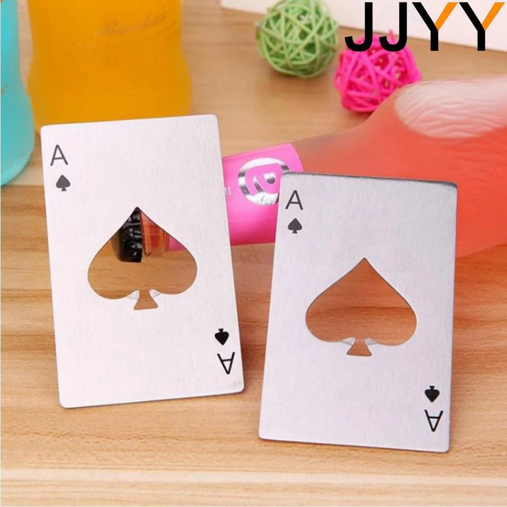 JJYY Black Poker Card Beer Bottle Opener Personalized Stainless Steel