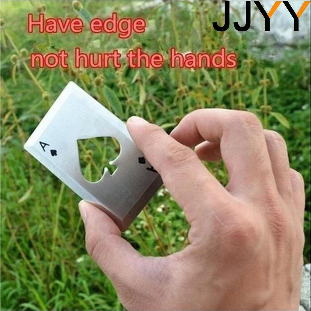 JJYY Black Poker Card Beer Bottle Opener Personalized Stainless Steel