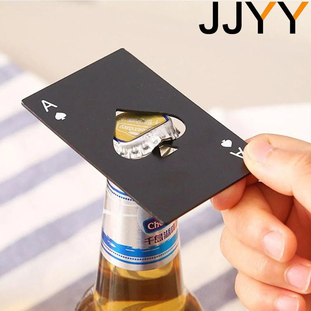 JJYY Black Poker Card Beer Bottle Opener Personalized Stainless Steel