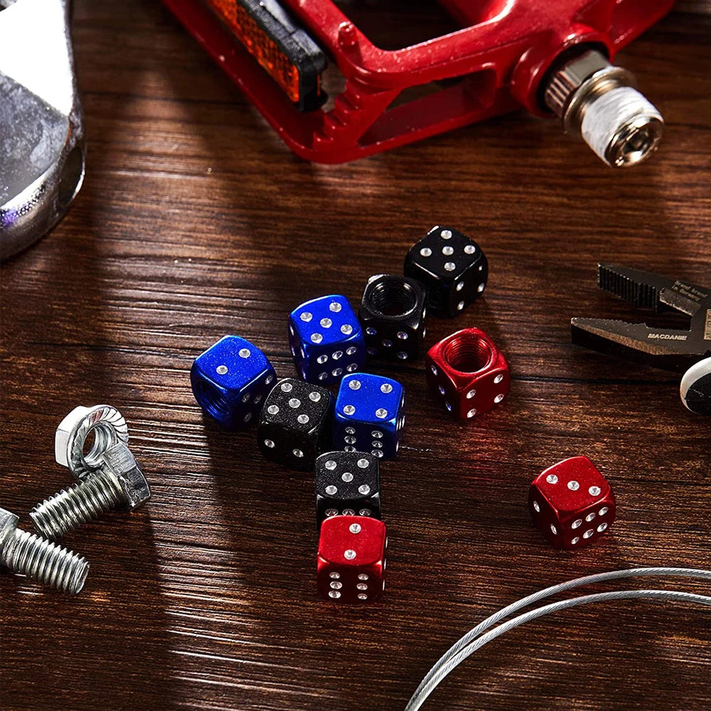 AUTCOAT 4Pcs/Set Aluminum Car Truck Motocycle Bike Dice Wheel Stem