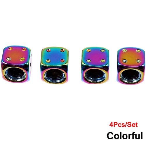 AUTCOAT 4Pcs/Set Aluminum Car Truck Motocycle Bike Dice Wheel Stem
