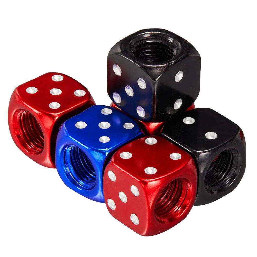 AUTCOAT 4Pcs/Set Aluminum Car Truck Motocycle Bike Dice Wheel Stem