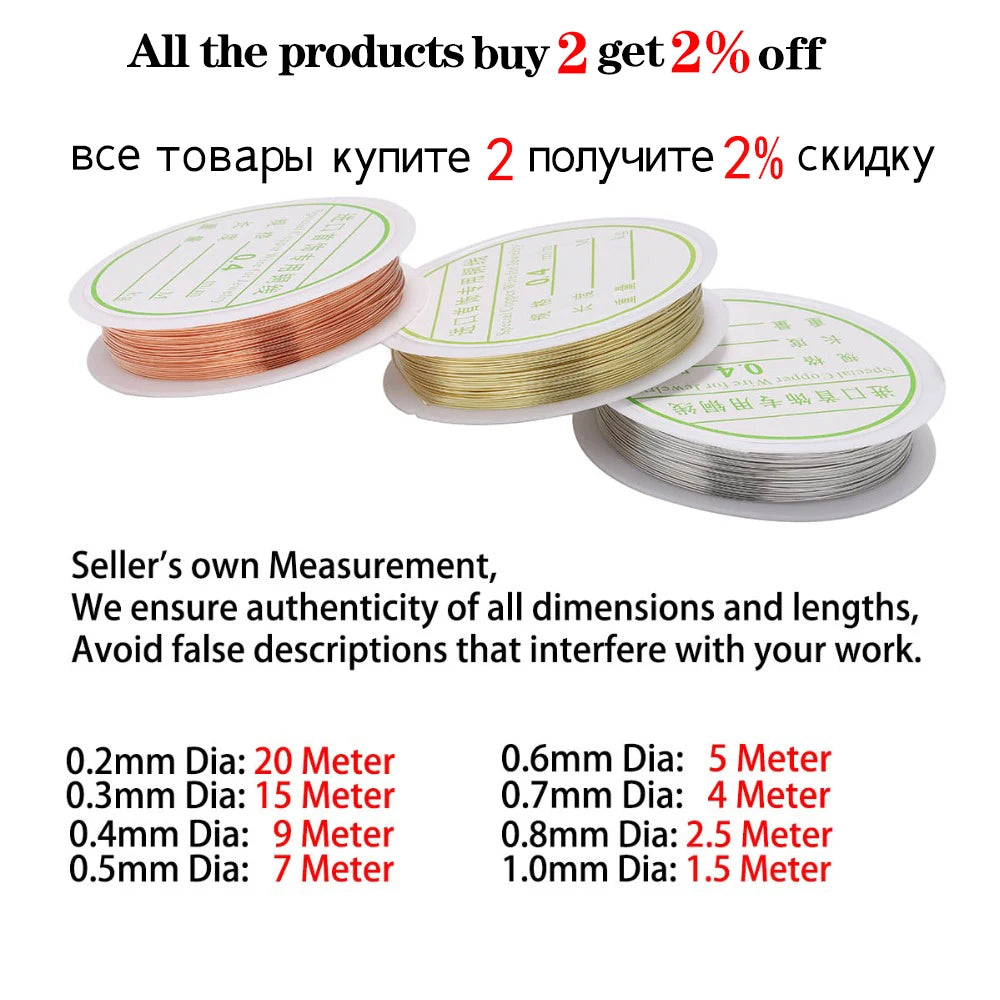 1 Roll 0.2/0.3/0.4/0.5/0.6/0.7/0.8/1mm Sturdy Copper Wire Beading Wire