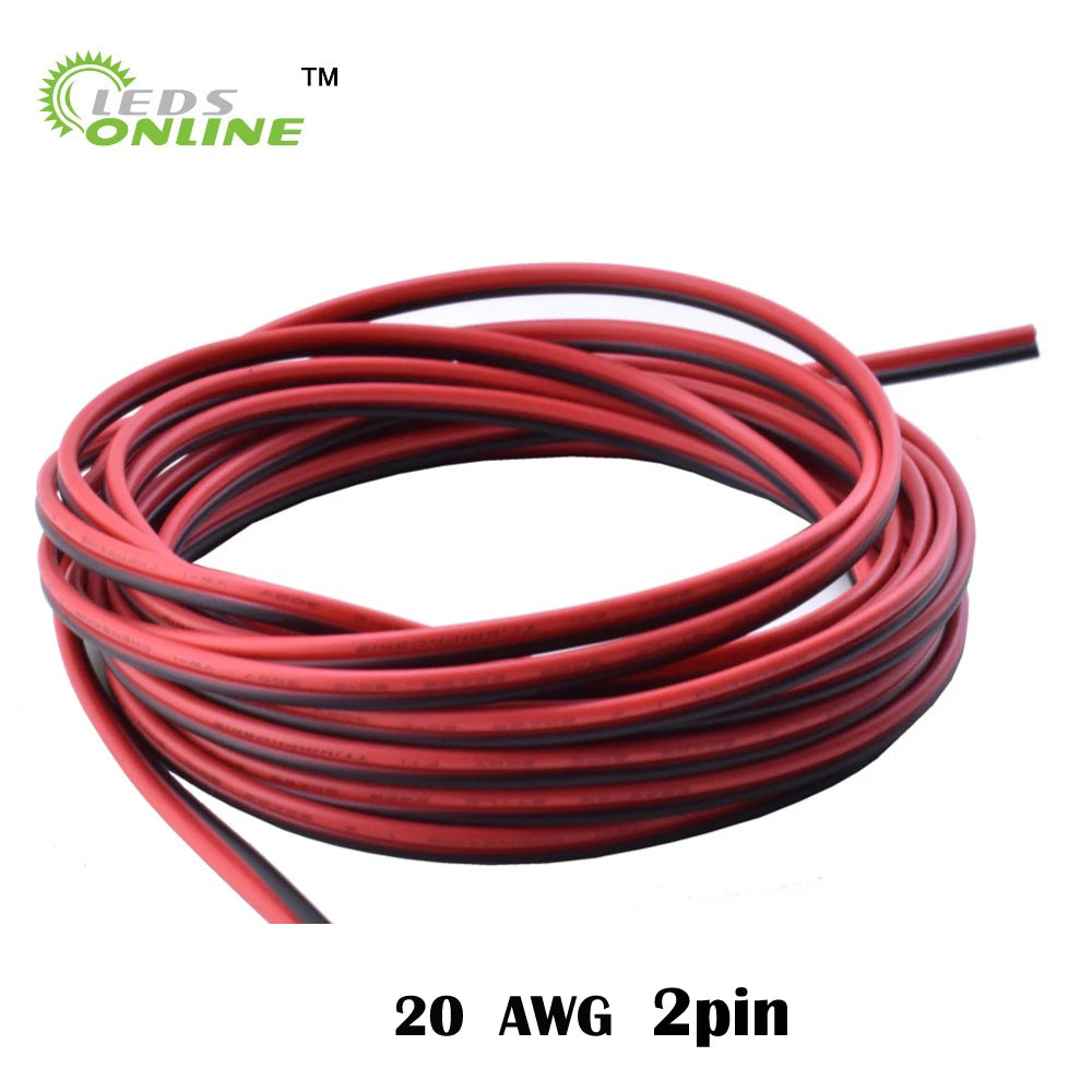 10m 20m 30m  2pin 20 AWG UL2468 2*0.5mm Extension Cable use for 12v