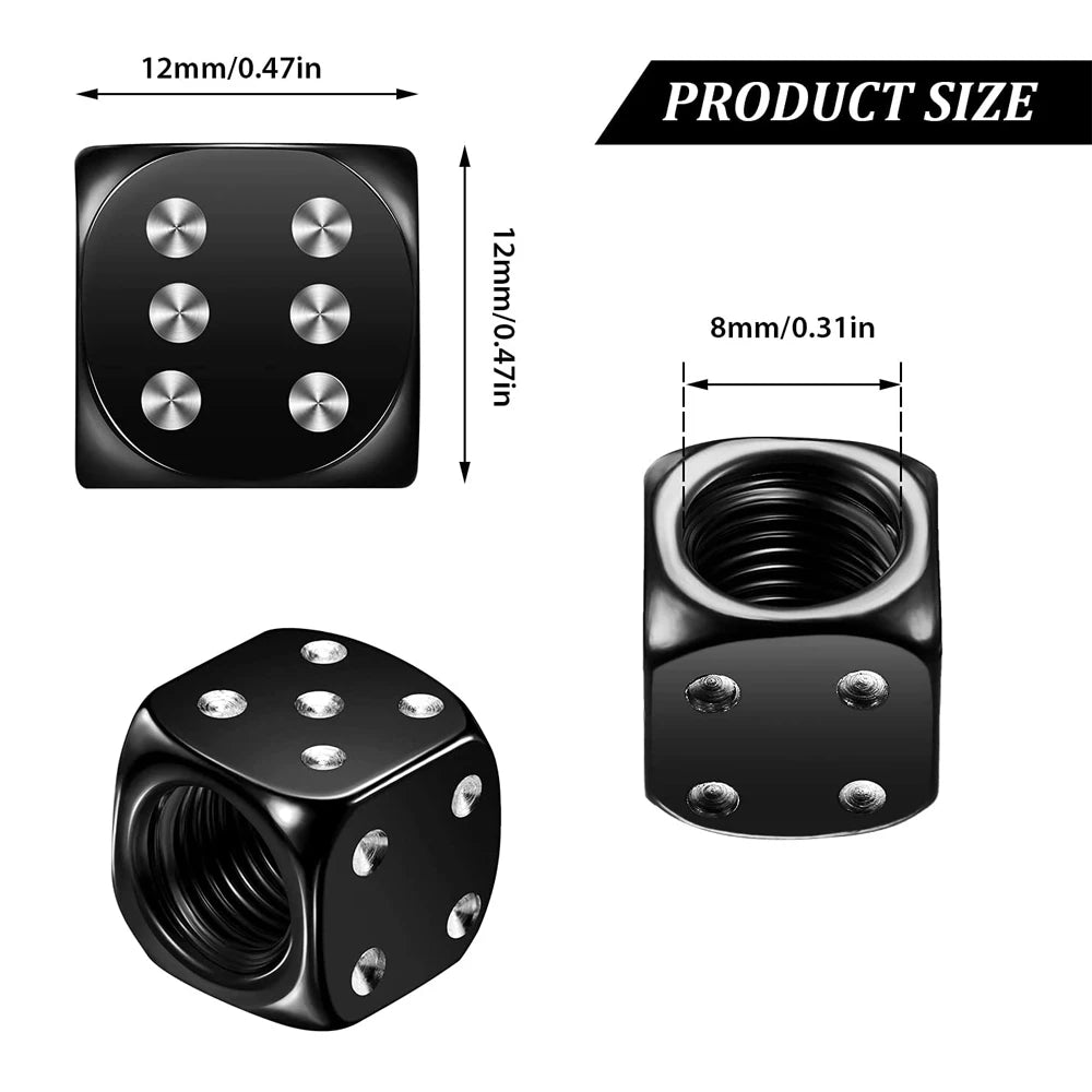 AUTCOAT 4Pcs/Set Aluminum Car Truck Motocycle Bike Dice Wheel Stem