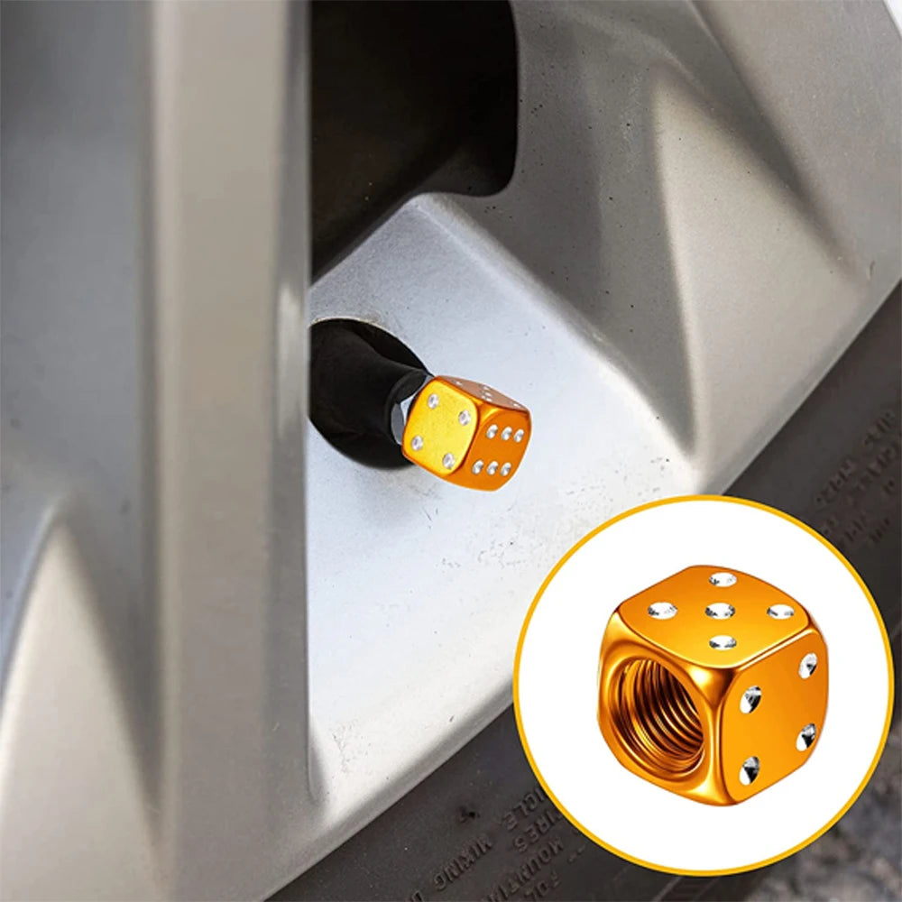 AUTCOAT 4Pcs/Set Aluminum Car Truck Motocycle Bike Dice Wheel Stem