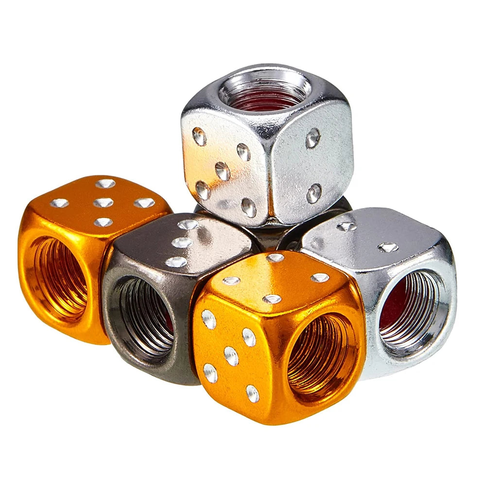 AUTCOAT 4Pcs/Set Aluminum Car Truck Motocycle Bike Dice Wheel Stem