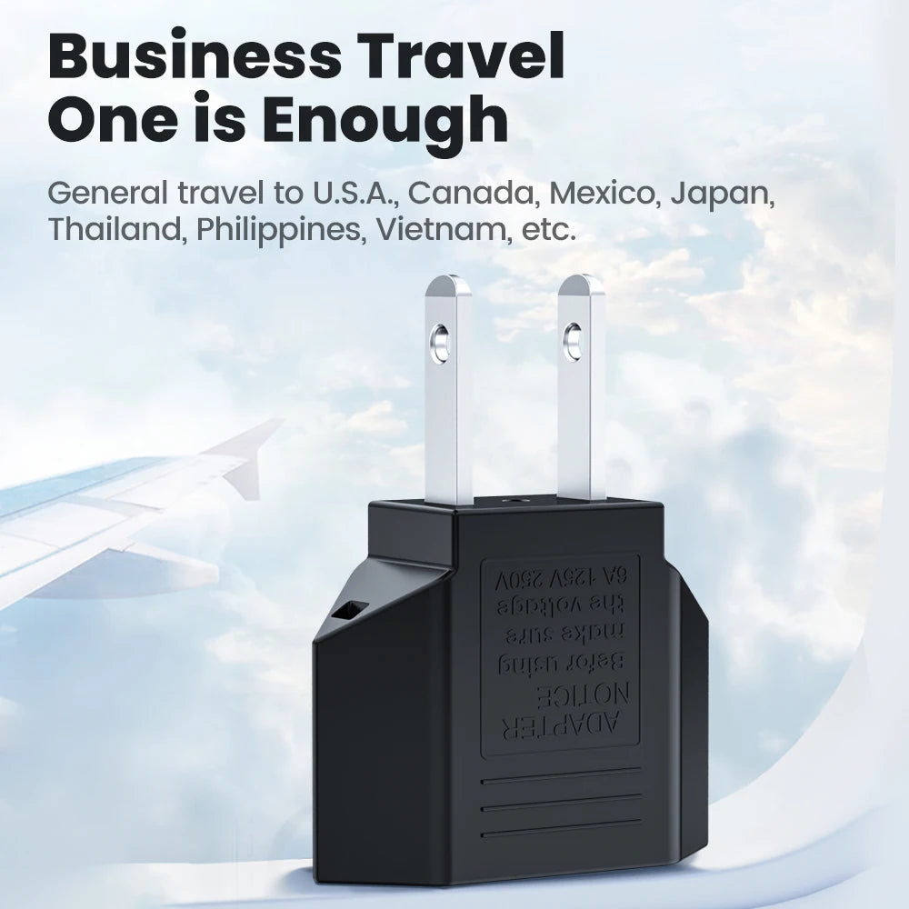 Elough 4.0mm US To EU Converter Plugs European EU To US America Travel