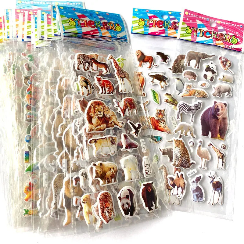 10 Sheets 3D Puffy Stickers Animals Bulk Stickers Scrapbook Decoration