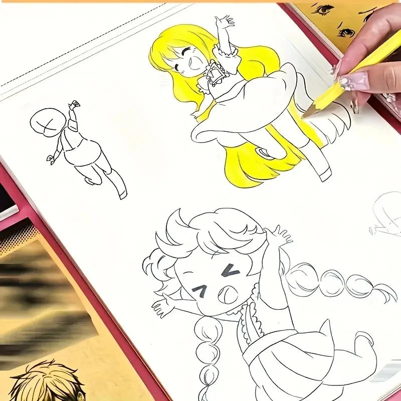 Anime Character Line Art Drawing Book for Beginners - 48 Pages of