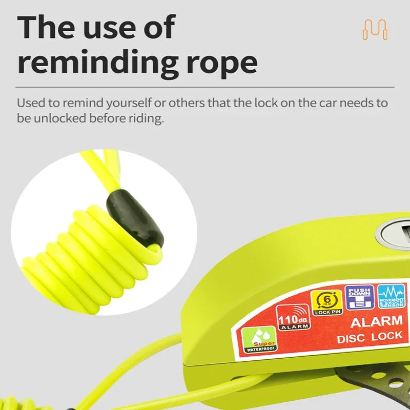 Motorcycle Scooter Bicycle  Alarm Lock Wheel Disc Brake Waterproof