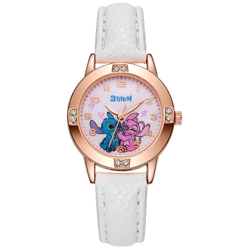 New Cartoon Pattern Stitch Girls Watches for Kids Leather Strap