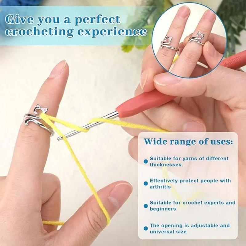 MIUSIE 2pcs Adjustable Knitting Crochet Loop Ring Knittied Yarn Guide