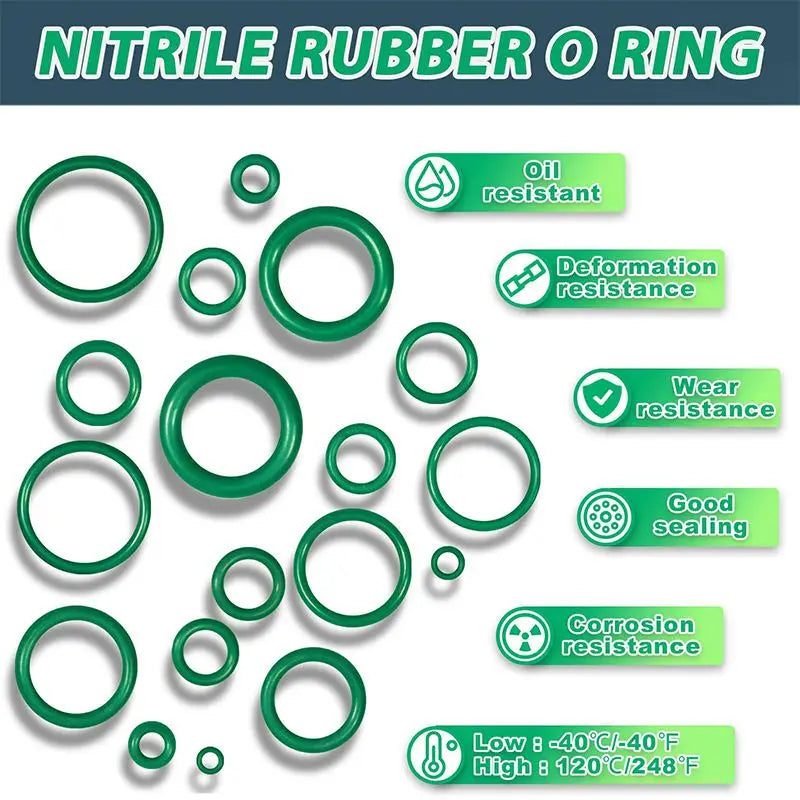 595pcs Air Conditioning O Ring Kit, 36 Size Seal Rubber O-Rings