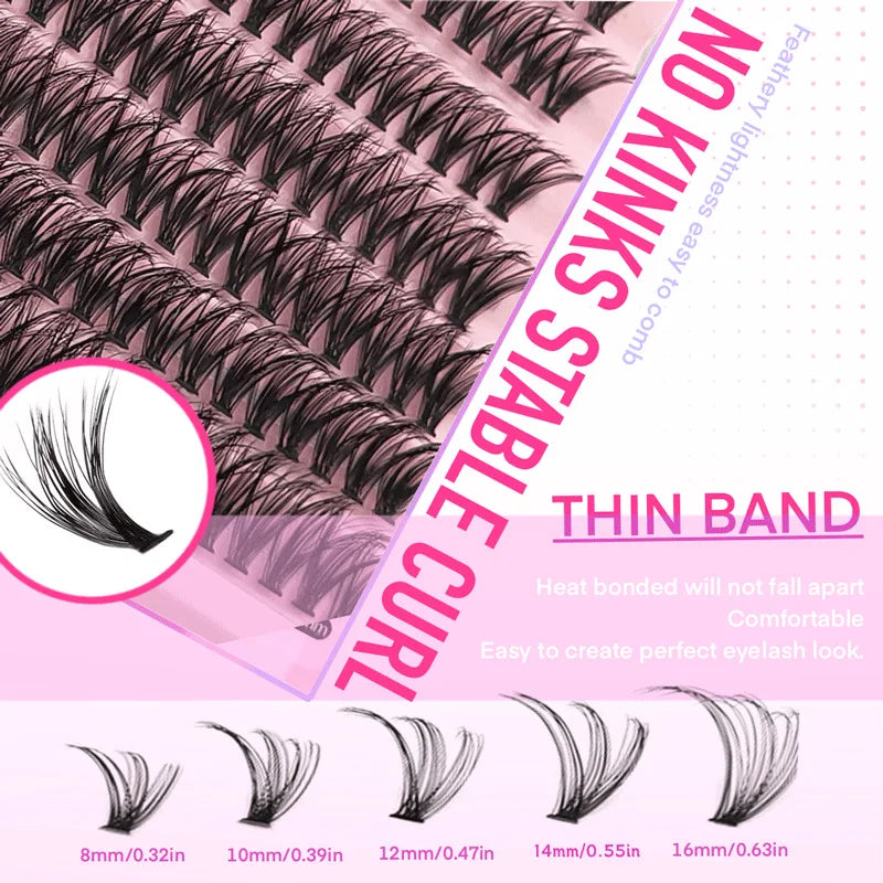 MIAOJIE 200pcs Cluster Lashes Individual Lashes 8-16mm Natural Look