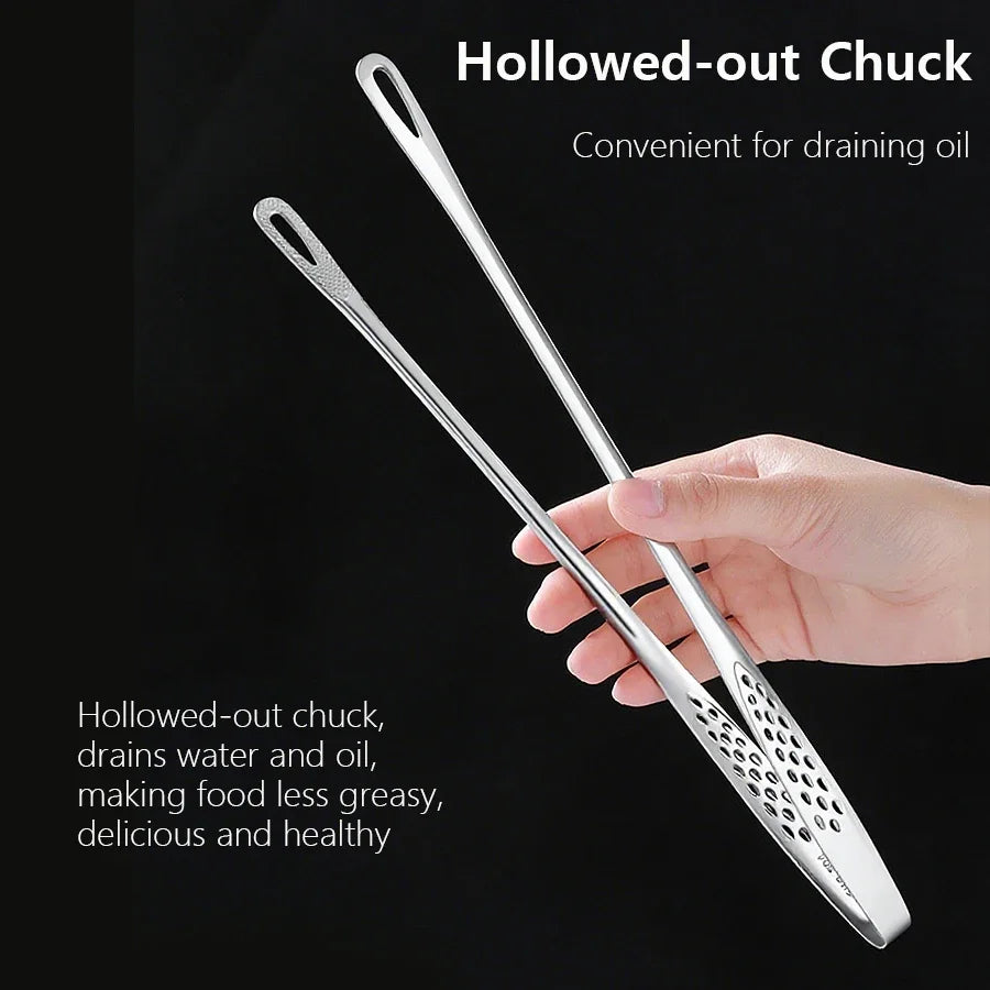 Long Stainless Steel Kitchen Tongs Non-Slip Heat Resistant BBQ Grill