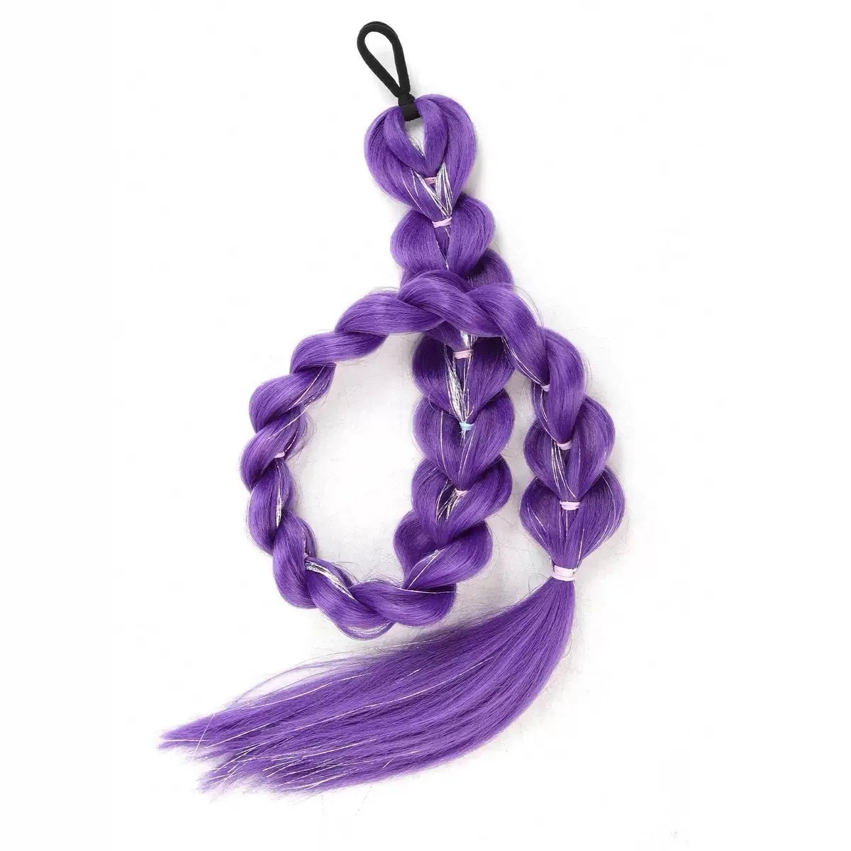 32 Inch Synthetic Purple Braided Wig Shimmering Metallic Kids