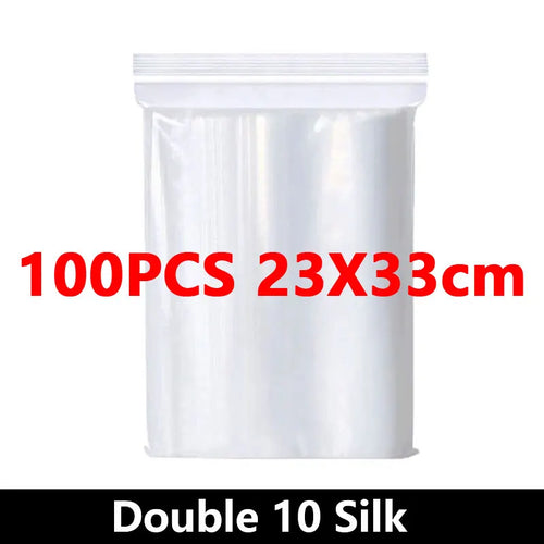 100Pcs Thicken Zipper Sealed Bags Clear Plastic Storage Bag for Small