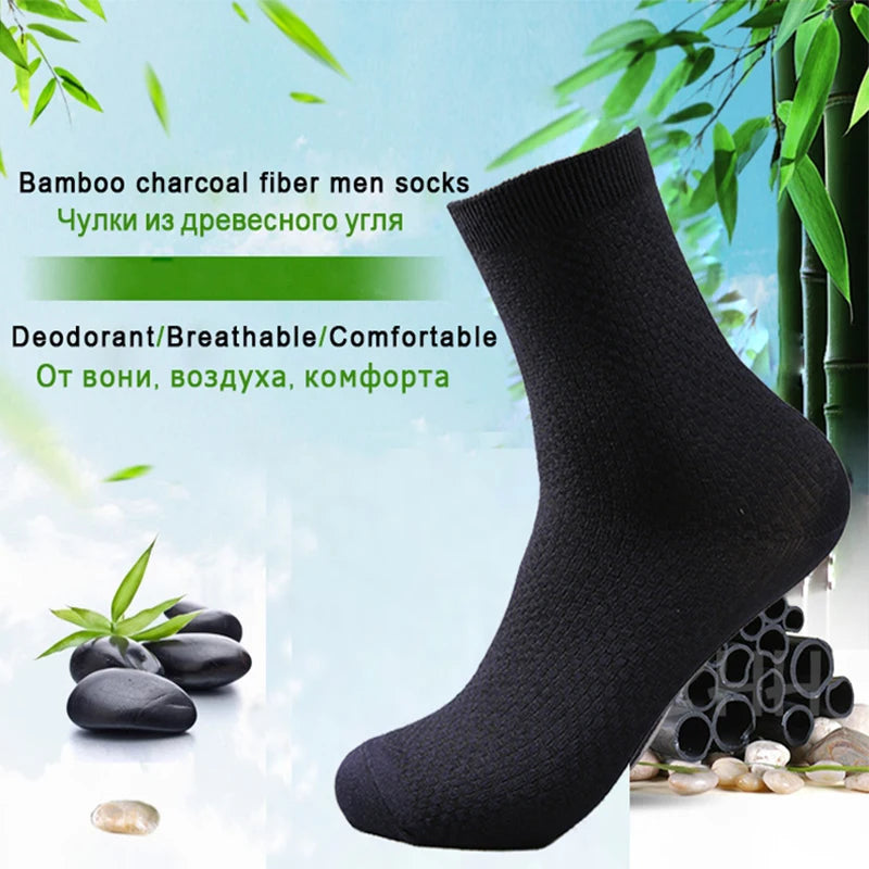 5 Pairs Men Bamboo Fiber Crew Casual Socks Man High Quality Spring
