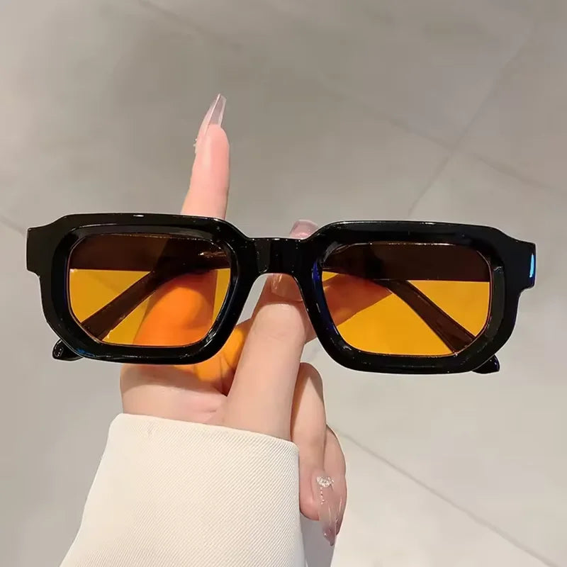 New Men Vintage Rectangle Frame Sunglasses Fashion Retro Sun Glasses
