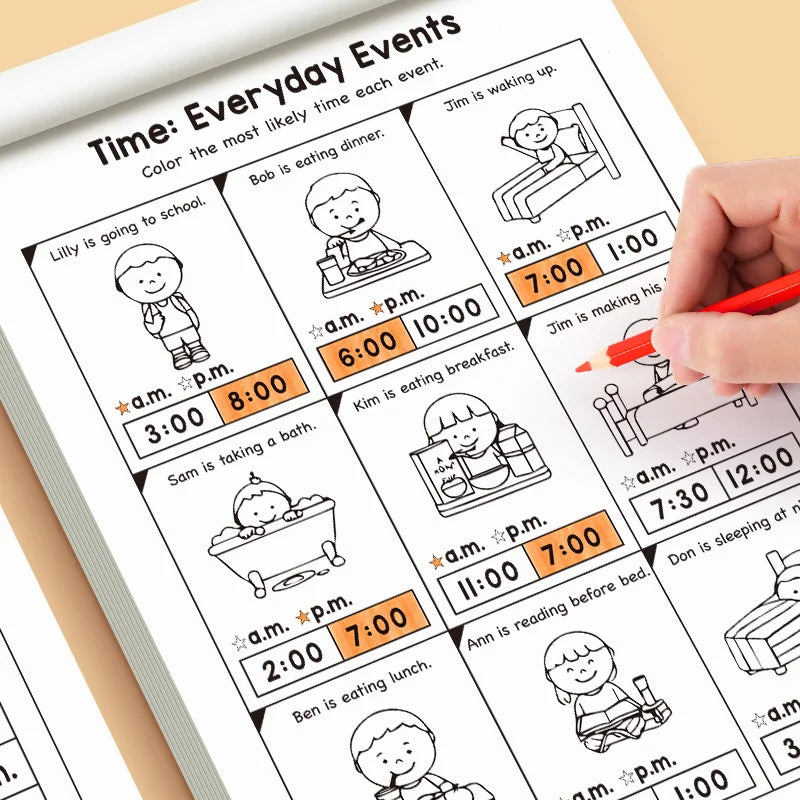 Kids Telling Time Workbook, Early Educational Clock Learning Book, Fun