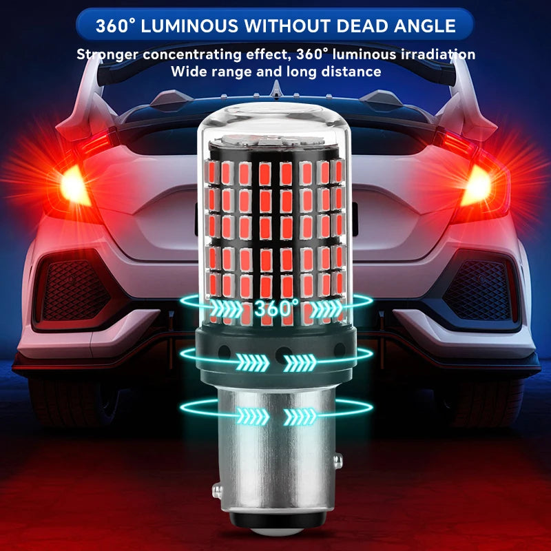 YiRui 2pcs 12-48V New LED Bulbs 144smd Lamp Reverse Turn Signal Light