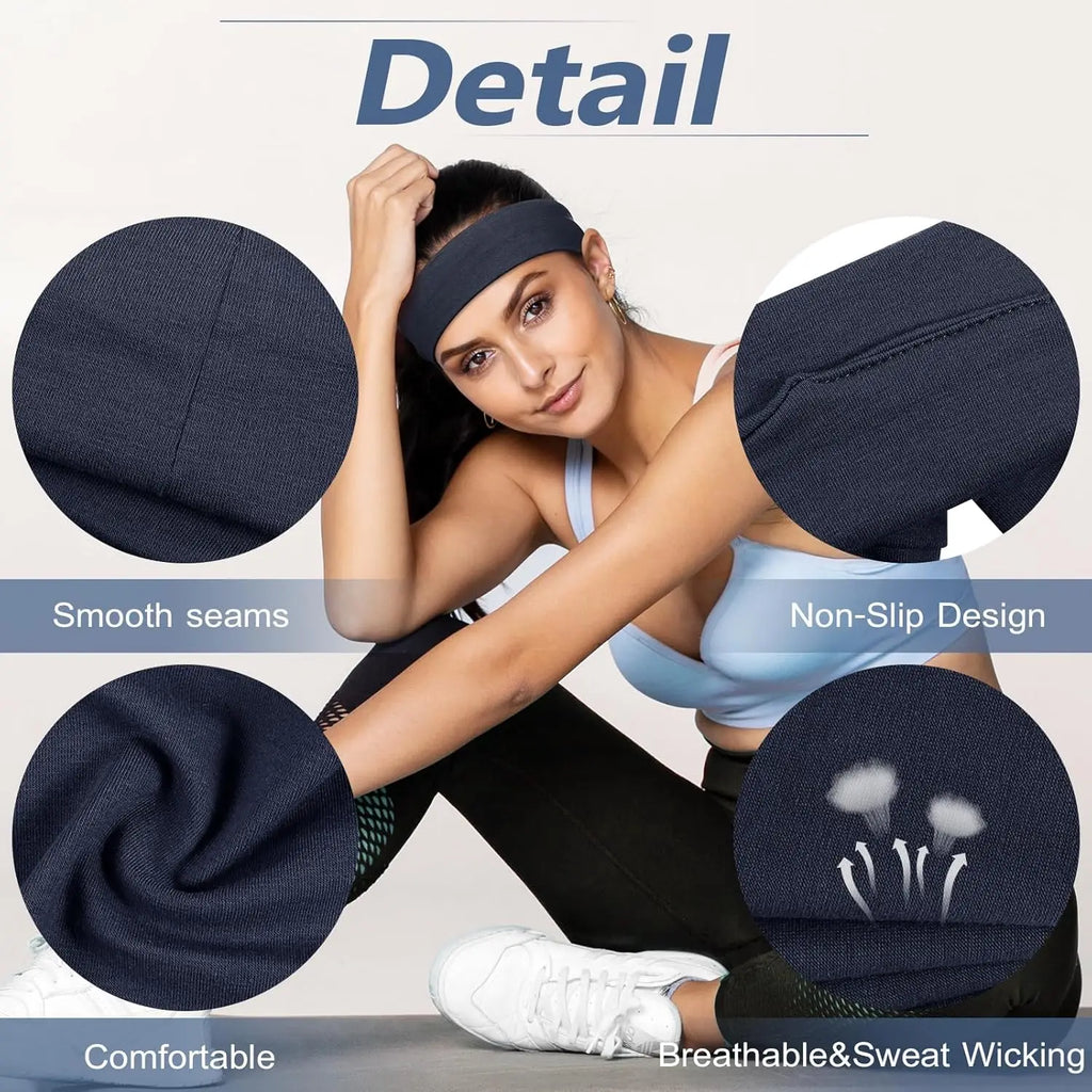 6pcs Simple Basic Solid Color Sports Yoga Headband to Absorb Sweat For