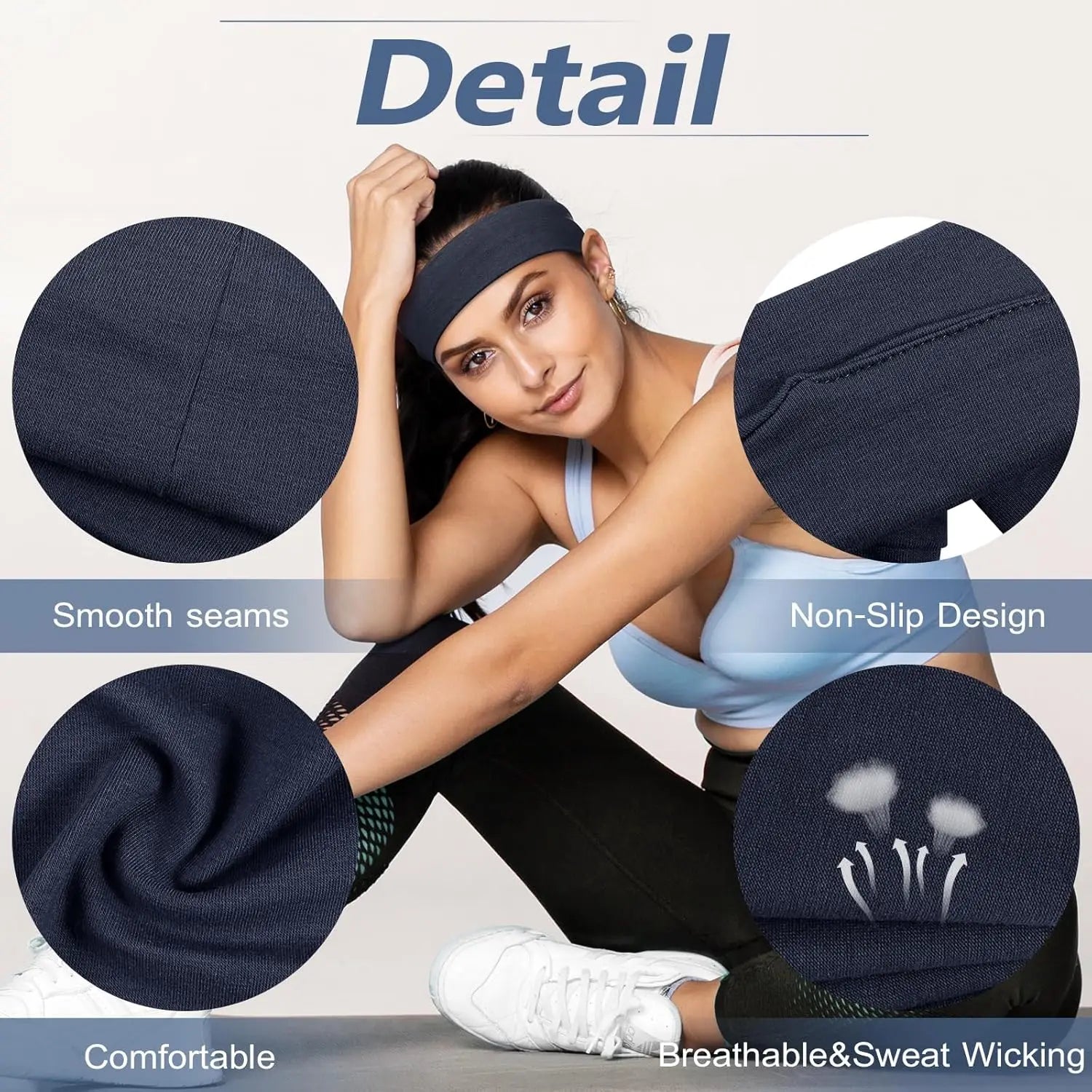 6pcs Simple Basic Solid Color Sports Yoga Headband to Absorb Sweat For