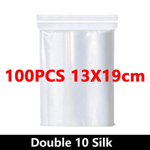 100Pcs Thicken Zipper Sealed Bags Clear Plastic Storage Bag for Small