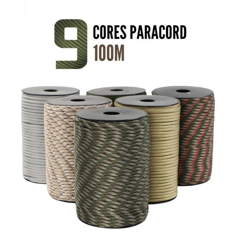 100M/50M 550 Military Standard 9-Core Paracord Rope 4mm Outdoor