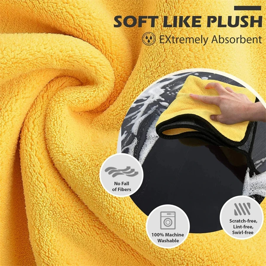 1/2/6pcs Microfiber Cleaning Towel Car Cleaning Cloths Professional
