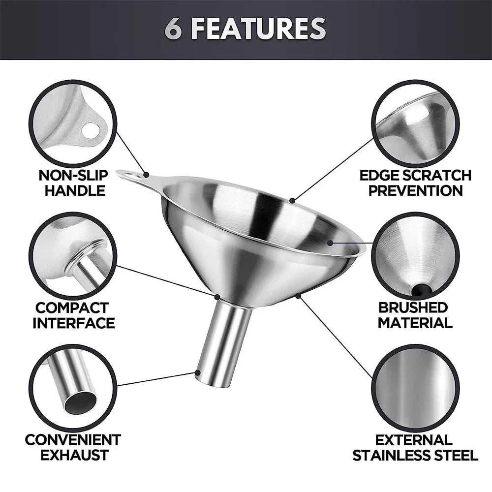 3/5 Pcs Stainless Steel Kitchen Funnels Set Food Grade Metal Funnels