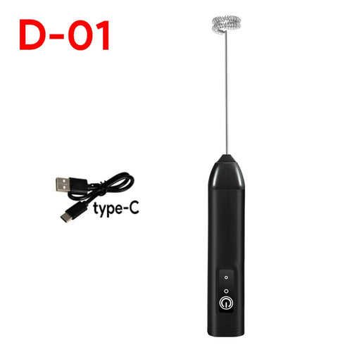 Wireless Milk Frother Electric Type-C Handheld Blender Stainless Steel
