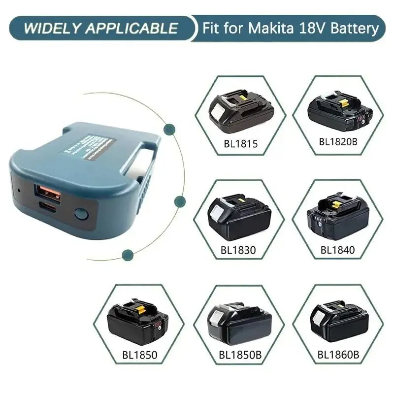 For Makita 18V With USB With Type-C Battery Holder For Makita 18V