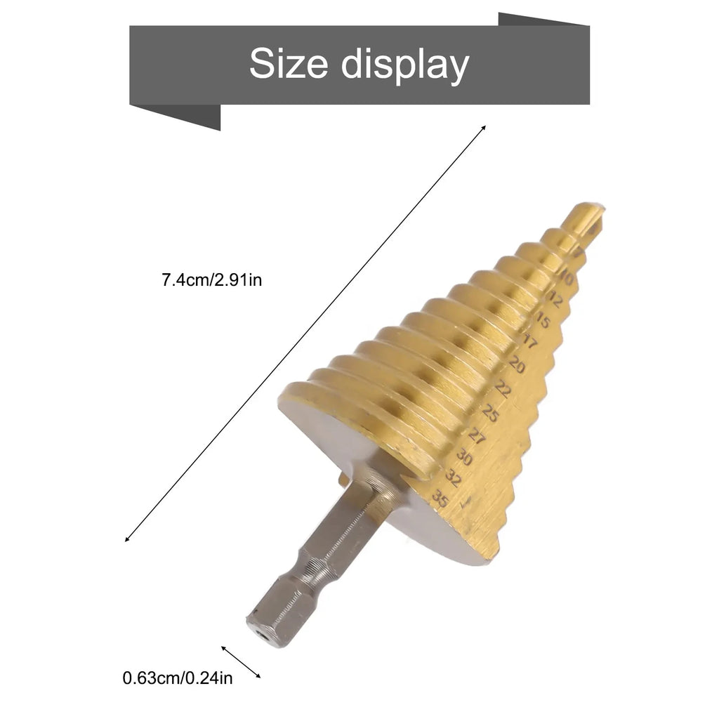 HSS Step Drill Bit Straight Groove Titanium Coated Wood Metal Hole