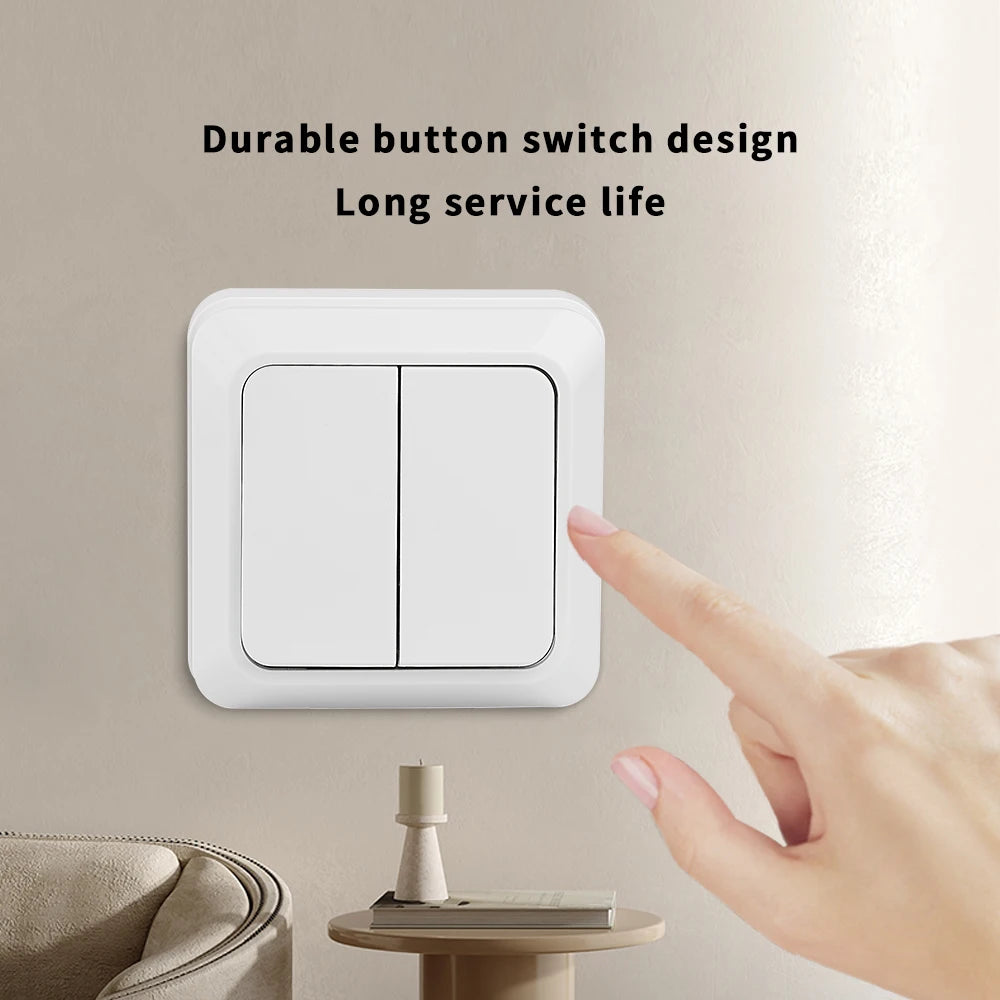 White EU Standard Rocker Switch On/Off Wall Surface 2 Gang 1 Way