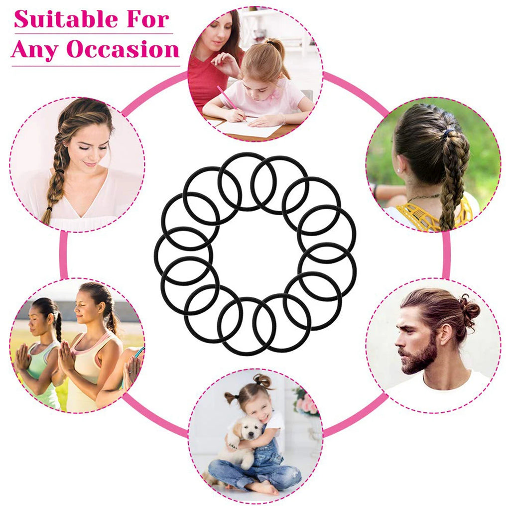 98 Pcs Black Elastics Small Hair Ties Elastics Small Hair Rubber Bands
