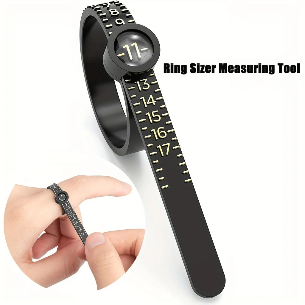 Ring Sizer with Magnifier - US/UK/EU/HK Jewelry Measuring Ruler for