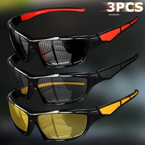 1/3PCS Sports Polarized Sunglasses for Men Lightweight Night Vision