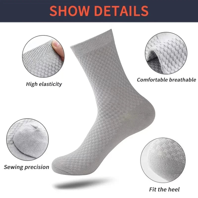 5 Pairs Men Bamboo Fiber Crew Casual Socks Man High Quality Spring