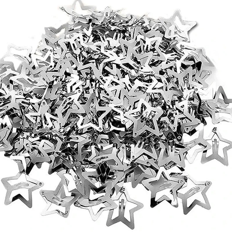 10/25/50/100/200pcs Y2K Silver Star Hair Clips for Girls Metal Snap