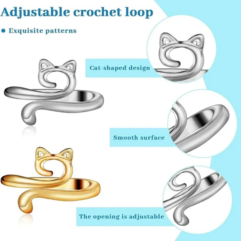 MIUSIE 2pcs Adjustable Knitting Crochet Loop Ring Knittied Yarn Guide