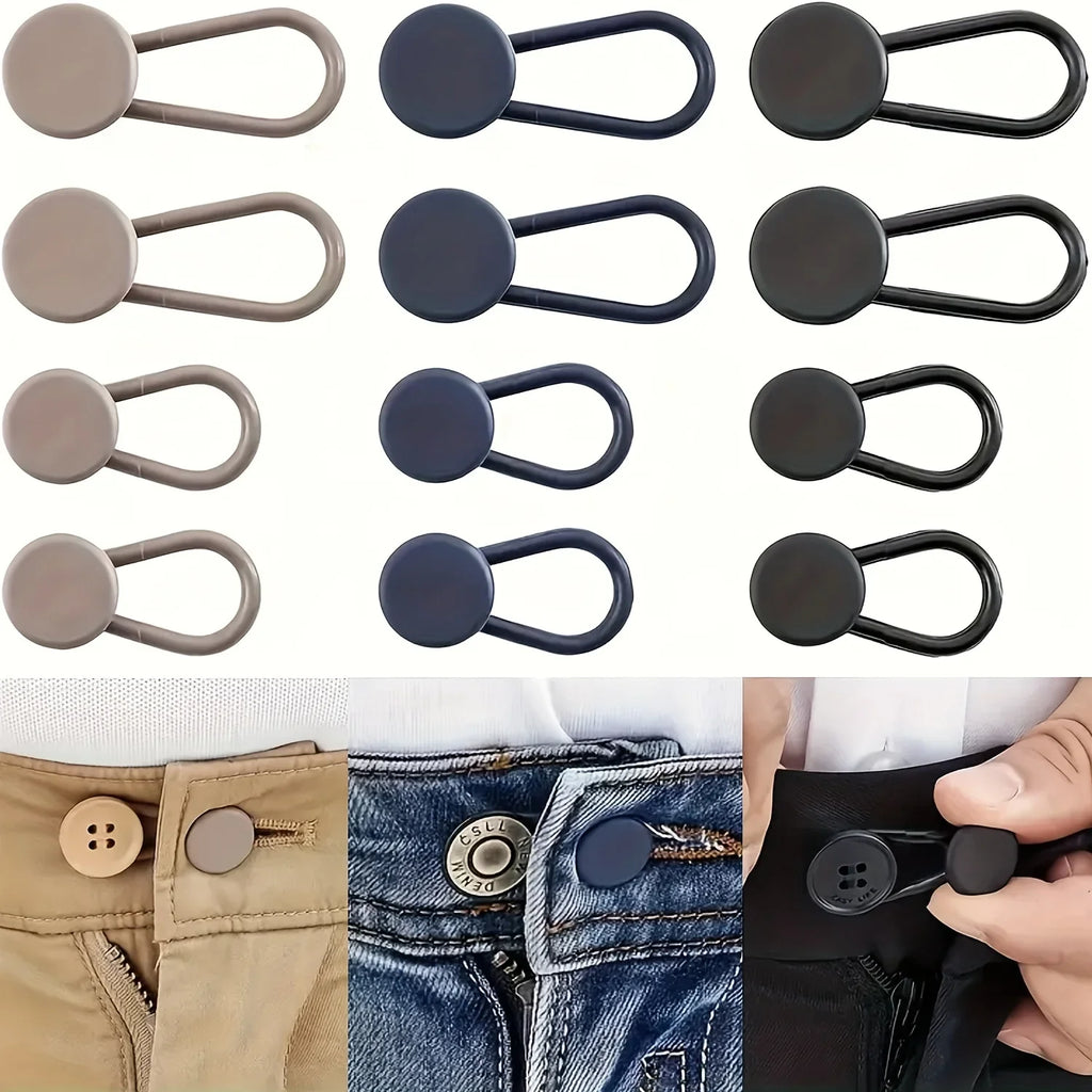 Easy-Adjust 4/12-Pack No-Sew Jean Waist Extenders - Adjustable Pants