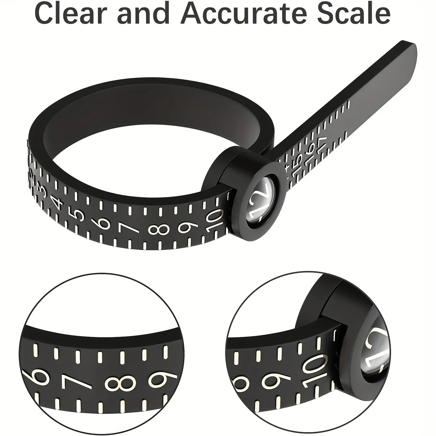Ring Sizer with Magnifier - US/UK/EU/HK Jewelry Measuring Ruler for