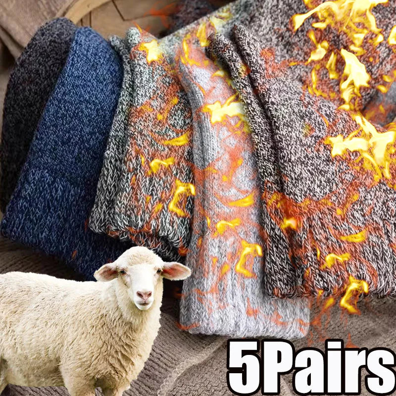 5 Pairs Winter Warm Men’s Socks Wool Male Women Socks Super Thicker