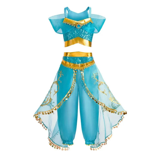 Kids Arabian Princess Dress Girls Halloween Jasmine Costume Children